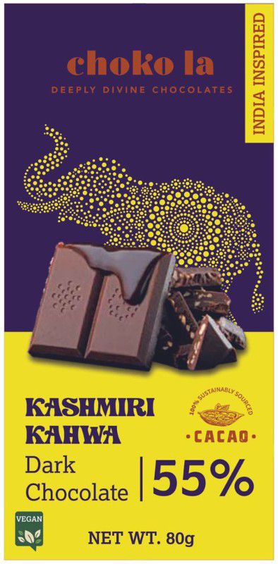 Choko La Kashmiri Kahwa Dark Chocolate 55% Vegan Bars  (80 g)