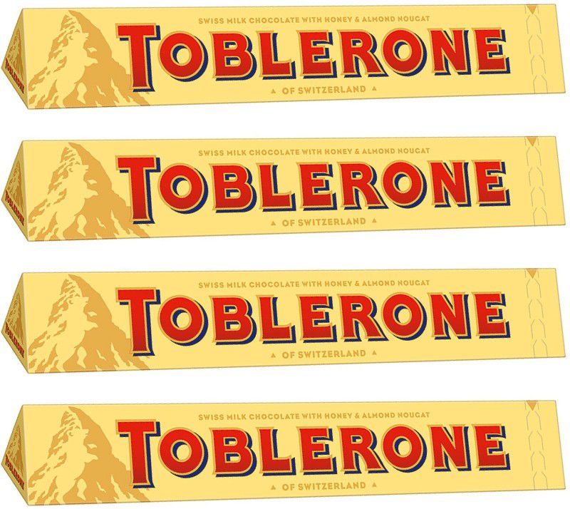 Toblerone SWISS MILK CHOCOLATE (4 x 100 gm) WITH HONEY & ALMOND NOUGAT Bars  (4 x 100 g)