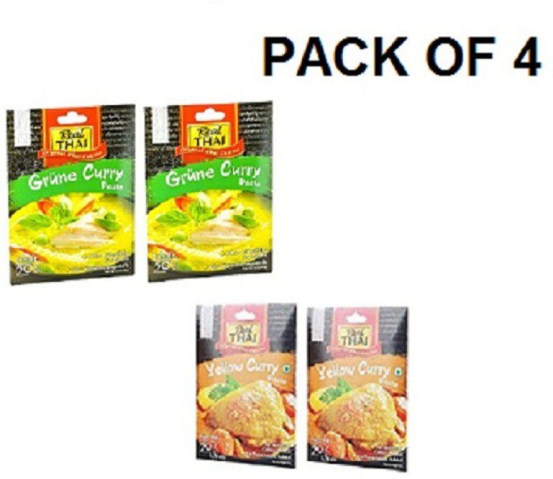 Real Thai Green|yellow| Curry Paste (Pack Of 4) 4X50gm (Imported) Combo  (4 x 0.05 kg)