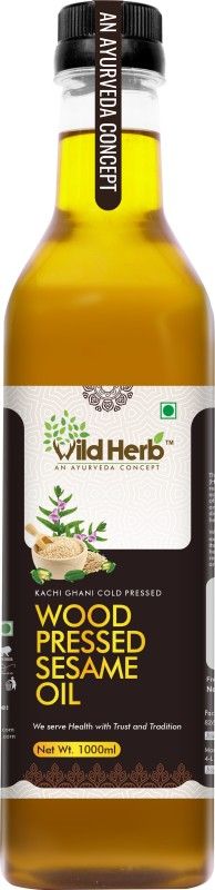 WILD HERB Wood pressed kachi ghgani Sesame oil for cooking -1 liter Sesame Oil Plastic Bottle  (1000 ml)