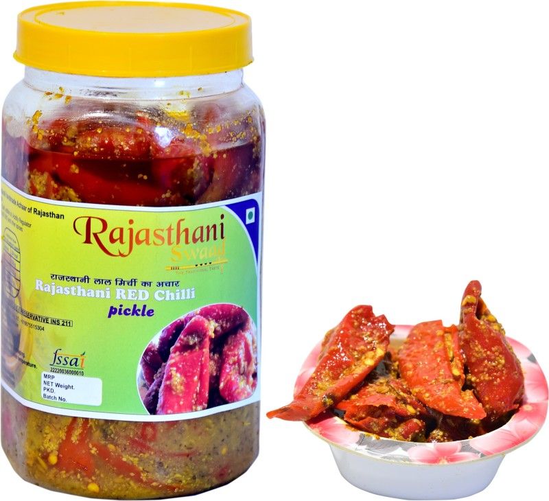 Rajasthani Swaad Stuffed Red Chilli Pickle Homemade Moti Lal Mirch Ka Achar Red Chilli Pickle  (400 g)