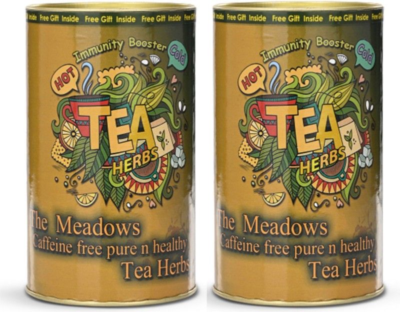 The Meadows Pure n Healthy Tea Herbs | Caffeine Free | Immunity Booster | Controls Blood sugar level | Each 50 gm - Pack of 2 Herbal Tea Tin  (2 x 50 g)