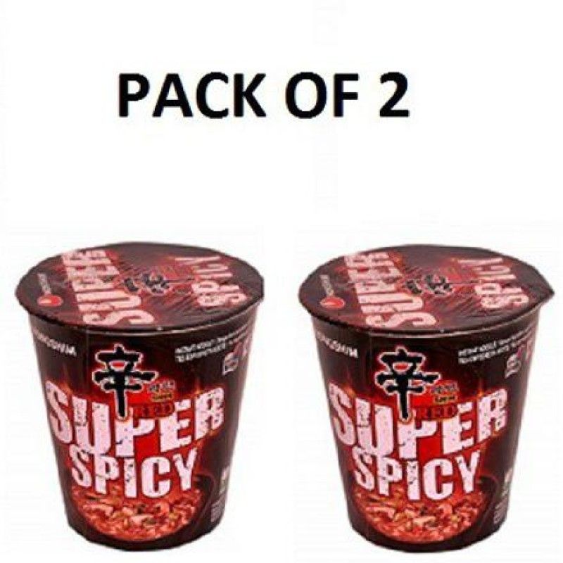Nongshim Red Super Spicy Koreans Instsnt Noodles Cup (2X68g) ( Combo Pack) (Pack Of 2)136Gm (Imported) Non-Vegetarian Cup Noodles Non-vegetarian  (2 x 68 g)