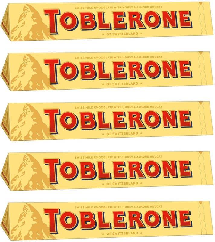 Toblerone SWISS MILK CHOCOLATE (5 x 100 gm) WITH HONEY & ALMOND NOUGAT Bars  (5 x 100 g)