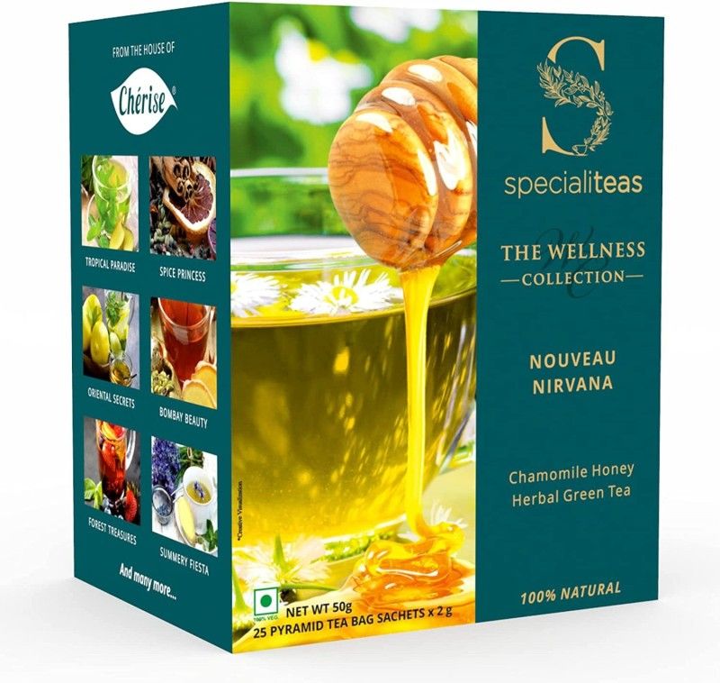 Cherise Specialiteas Nouveau Nirvana Chamomile Honey Herbal Green Tea (2 g x 25 Pyramid Tea Bags) Chamomile, Honey Green Tea Box  (50 g)
