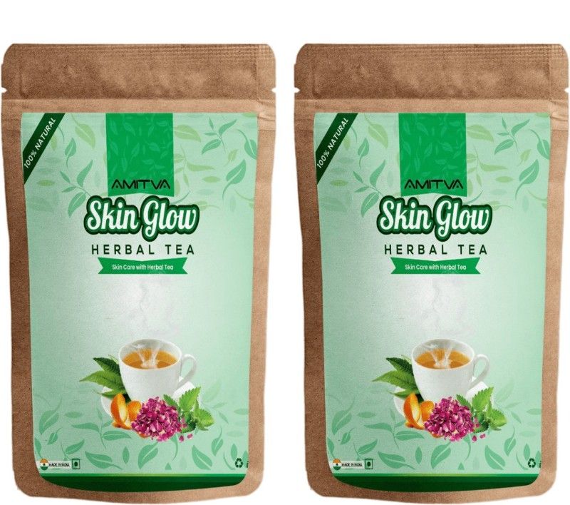 AMITVA Natural Skin Glow Herbal Green Tea ( Pack of 2 ) 100g ( 50 Cups ) Herbs Herbal Tea Pouch  (2 x 100 g)