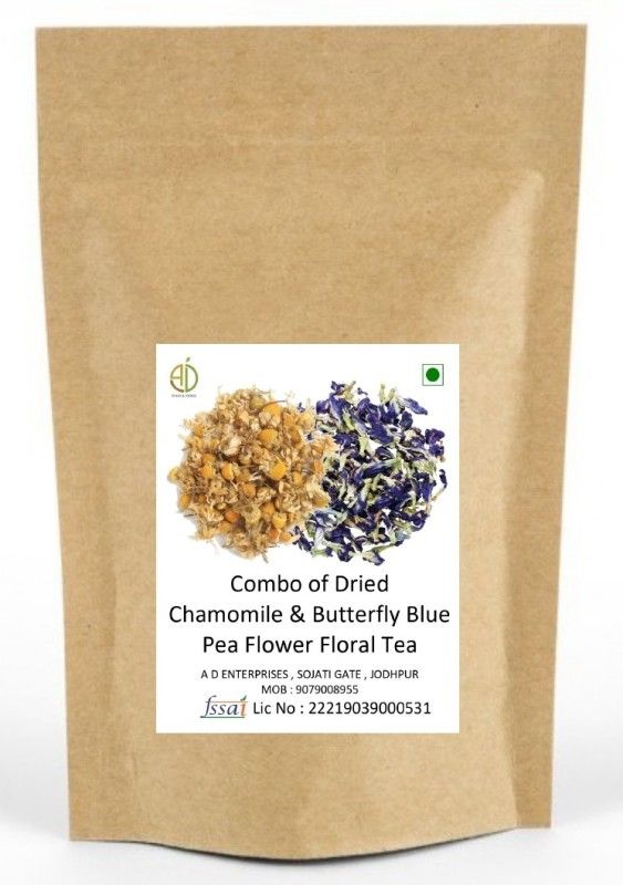 A D FOOD & HERBS Combo Of Dried Chamomile & Butterfly for Tea Blends each of 20 Gms Herbal Tea Pouch  (20 g)