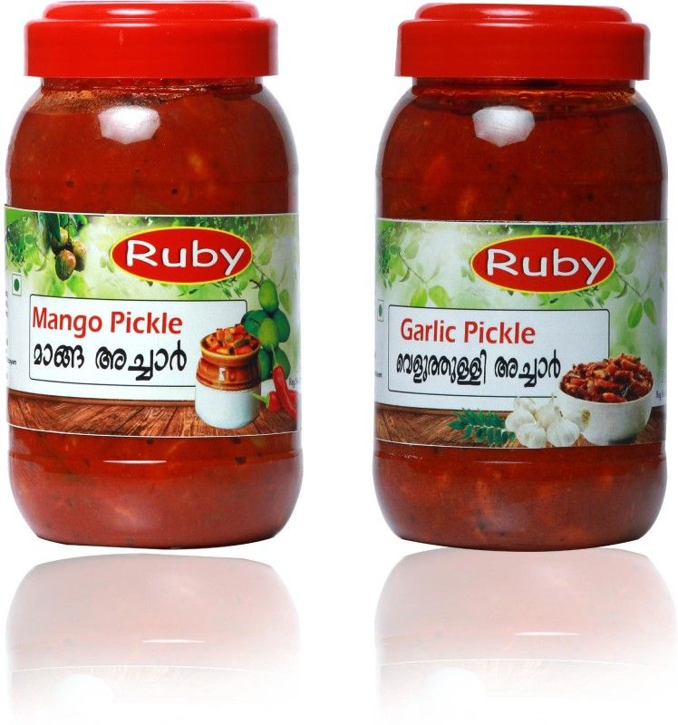 Ruby Kerala Style Mango + Garlic Pickle | Tasty | Unique | Natural | Combo Mango, Garlic Pickle  (2 x 500 g)