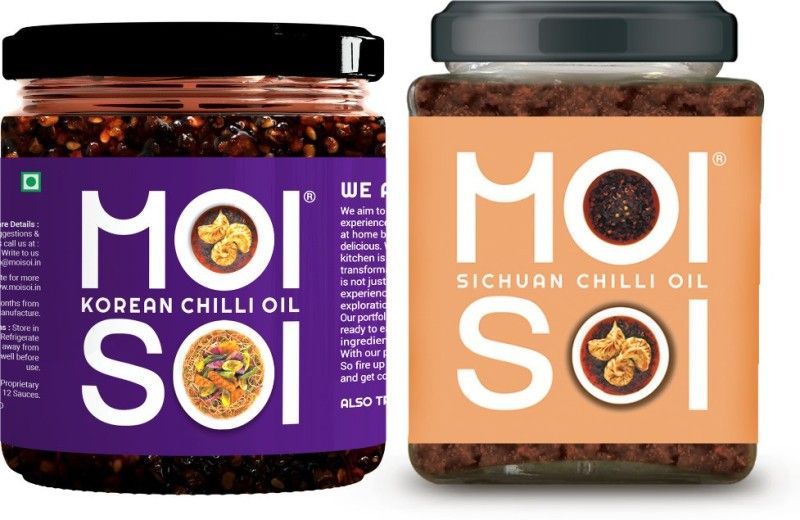 MOI SOI Combo of 2: Sichuan Chilli Oil + Korean Chilli Oil (Cook | Spread | Dip) Sauce & Dip  (2 x 87.5 g)