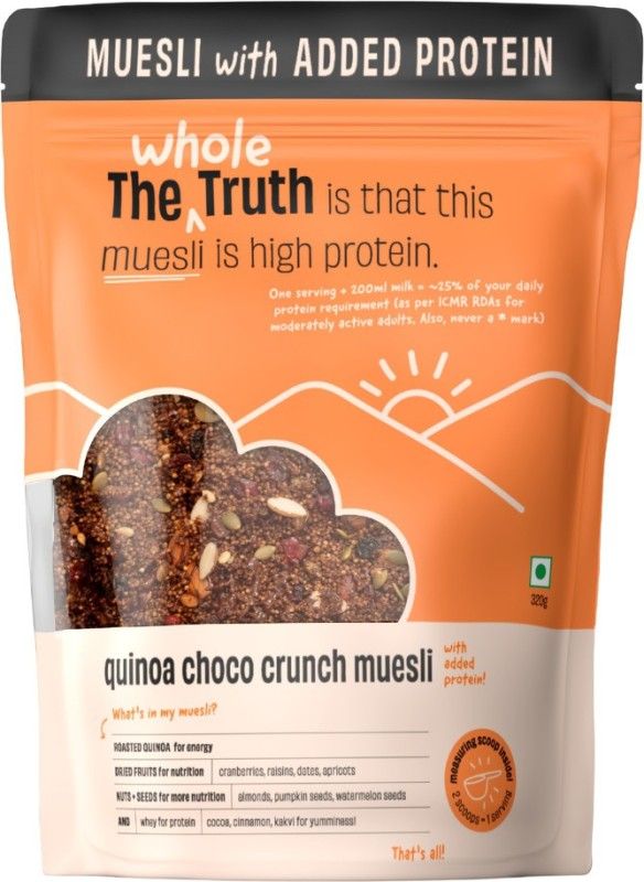 The Whole Truth High Protein Breakfast Muesli - Quinoa Choco Crunch (Added Protein) Pouch  (320 g)