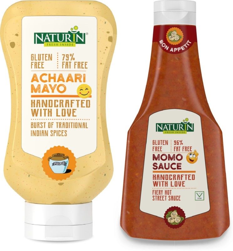 Naturin Combo Pack of 2- Achaari Mayo | Mayonnaise 290g and Momo Sauce 375g Sauce & Dip  (2 x 332.5 g)