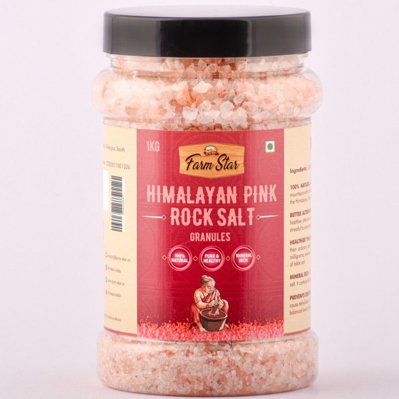FARM STAR Himalayan Pink Rock Salt Granules-Pure-Contains Less Sodium than ordinary salt Himalayan Pink Salt  (1000 g)