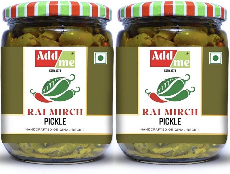 Add me Homemade Green Stuffed Chilli Pickle, 1kg, Rajasthani Hari mirch achar 2x500gm Glass jar Green Chilli Pickle  (2 x 0.5 kg)