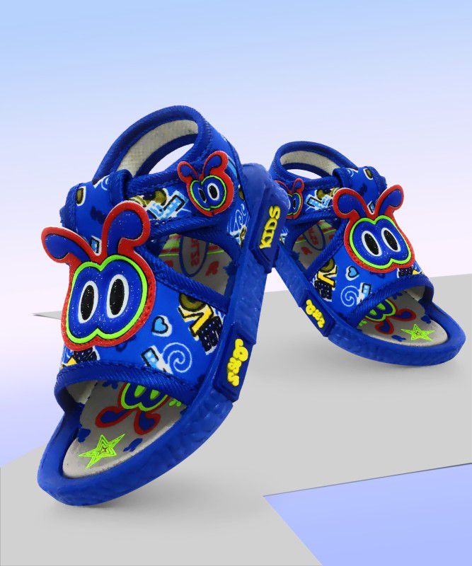 Velcro T-bar Sandals For Boys & Girls  (Blue)