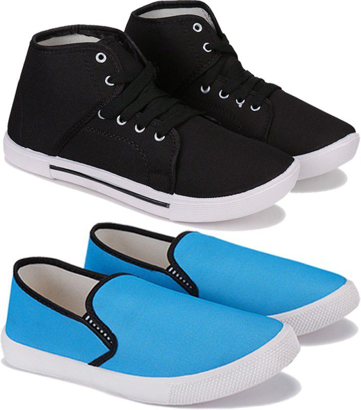 Sneakers For Men  (Black, Blue)