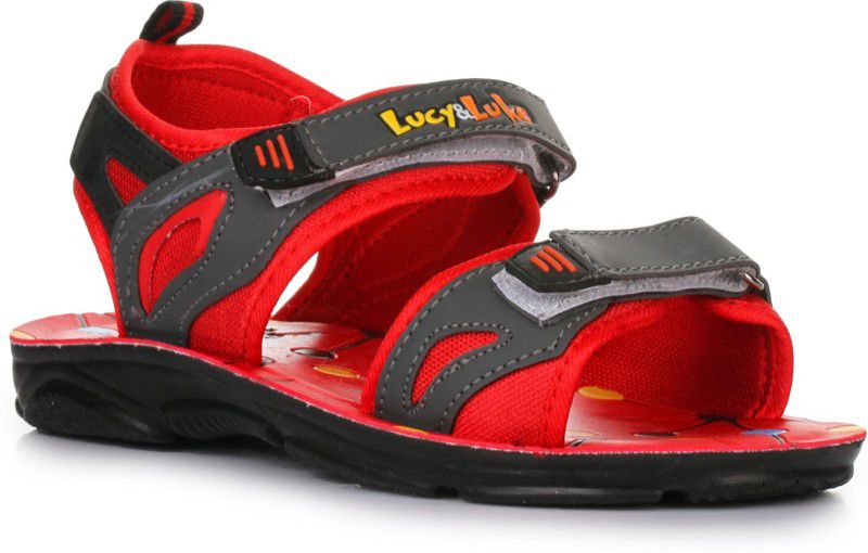 Velcro Sports Sandals For Boys & Girls  (Red)