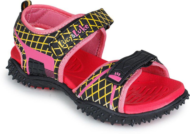 Velcro Sports Sandals For Boys & Girls  (Pink)