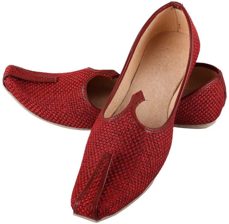 Latest Rajasthani jute Collection Mojaris For Men  (Red)