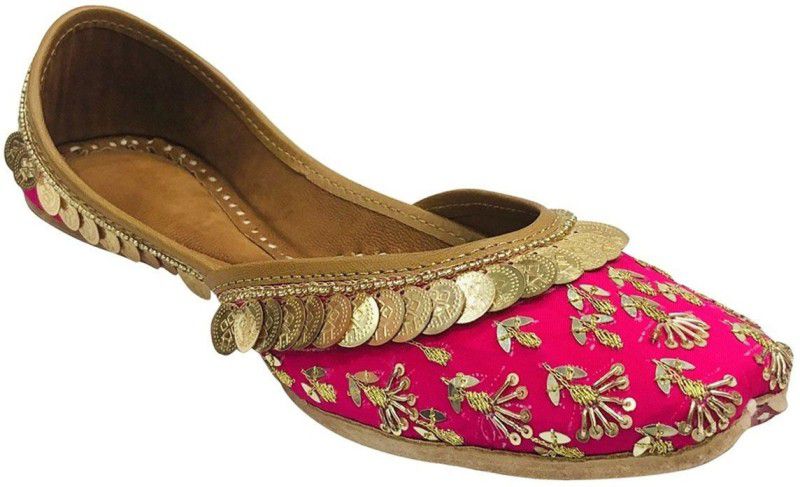Ladies Magenta Designer Bridal Punjabi Jooti Jutti Jutties Mojari Jutis For Women  (Pink)