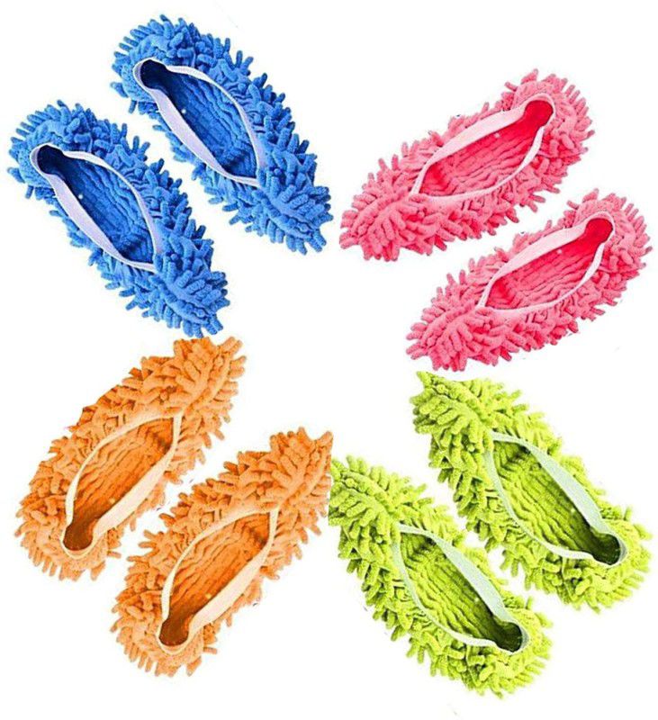 KIRTIZONE Pairs Chenille Washable Dust Mop Slippers Microfiber Cleaning Mop Slippers Shoes Dust Floor Cleaner Multi-Function Floor Cleaning Shoes Cover Multicolour - Pack of 4 Cleaner  (1 ml, Multicolor)