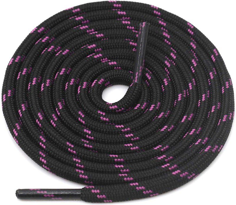 GRAH SANGRAH Round Hiking Shoelaces for Running, Sport, Casual Shoes (Black Purple) 120 Cm Shoe Lace  (Black Purple Set of 2)