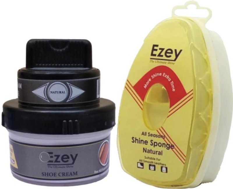 Ezey Shoe Cream (Natural)+Shine Sponge (Natural) Patent Leather, Leather, Synthetic Leather Shoe Cream  (Natural, Natural)