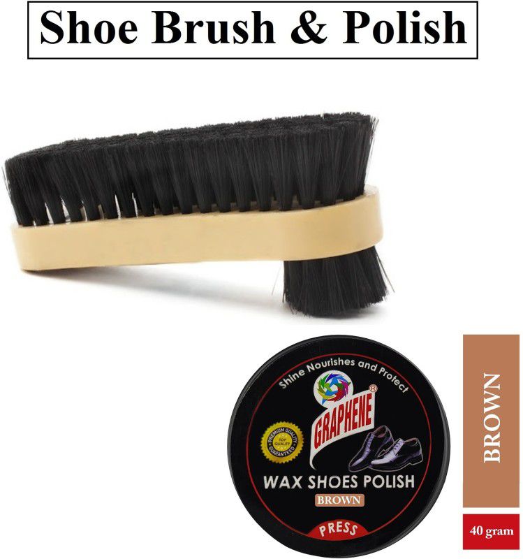 BARBYAM 1 x Leather Shoe Brown Polish Cream & 1 x Double Sided Brush for Shoes Cleaning Leather Shoe Cream  (Brown)