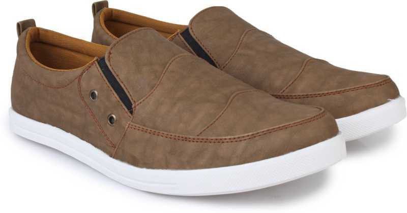 Canvas Slip On Sneakers For Men Loafers For Men  (Brown)