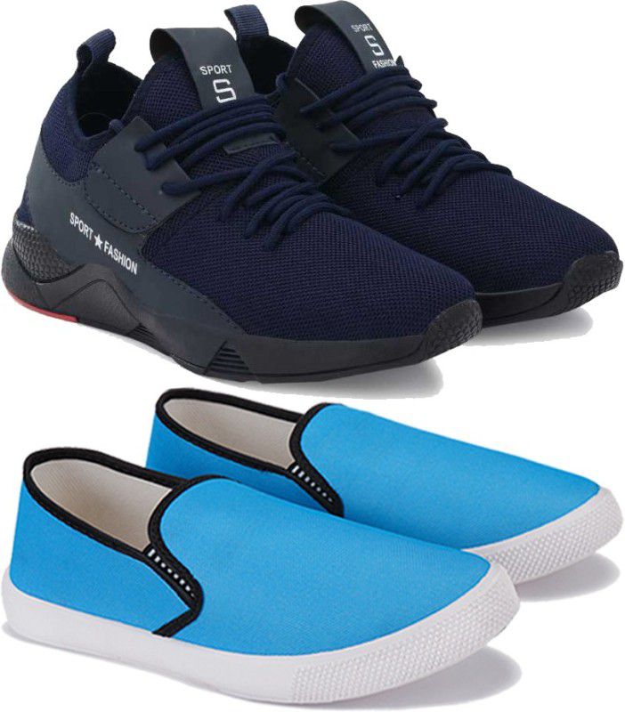 Sporter Men Multicolor Casual Sneakers Shoes (Pack of 2) (Combo(ZO)-1660-1198) Sneakers For Men  (Black, Blue)
