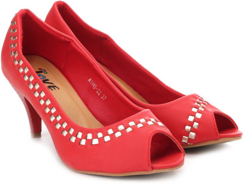 Heels For Women  (Red, Gold)