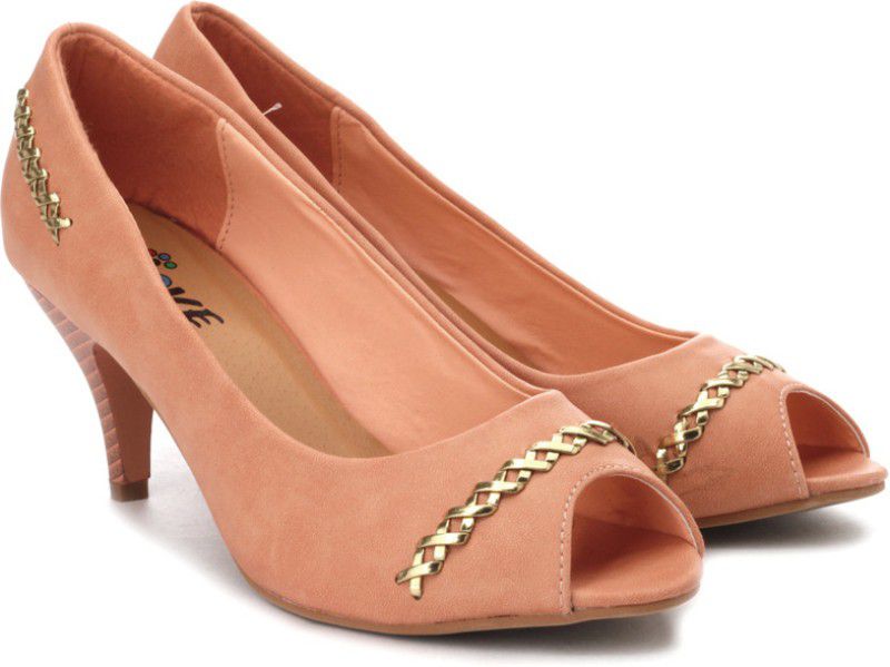 Heels For Women  (Gold, Pink)