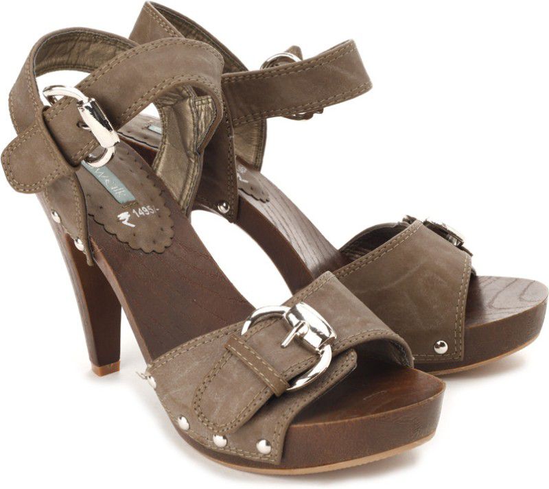 Heels For Women  (Brown, Grey)
