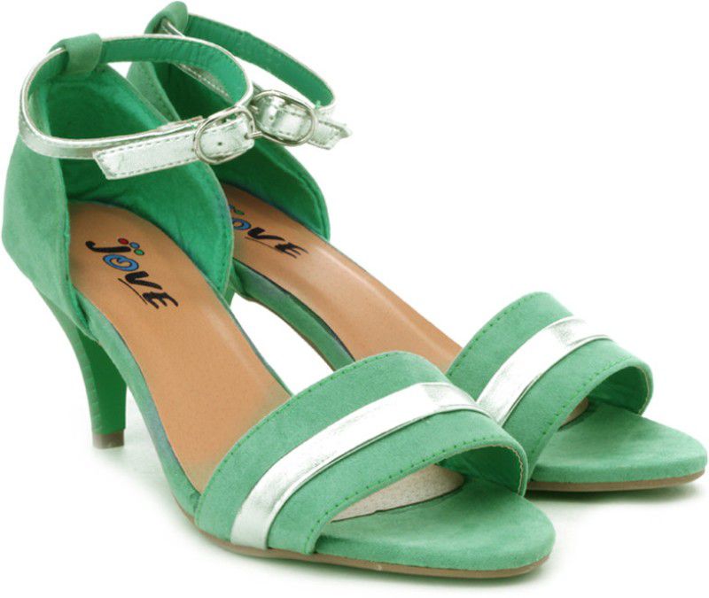 Heels For Women  (Silver, Green)