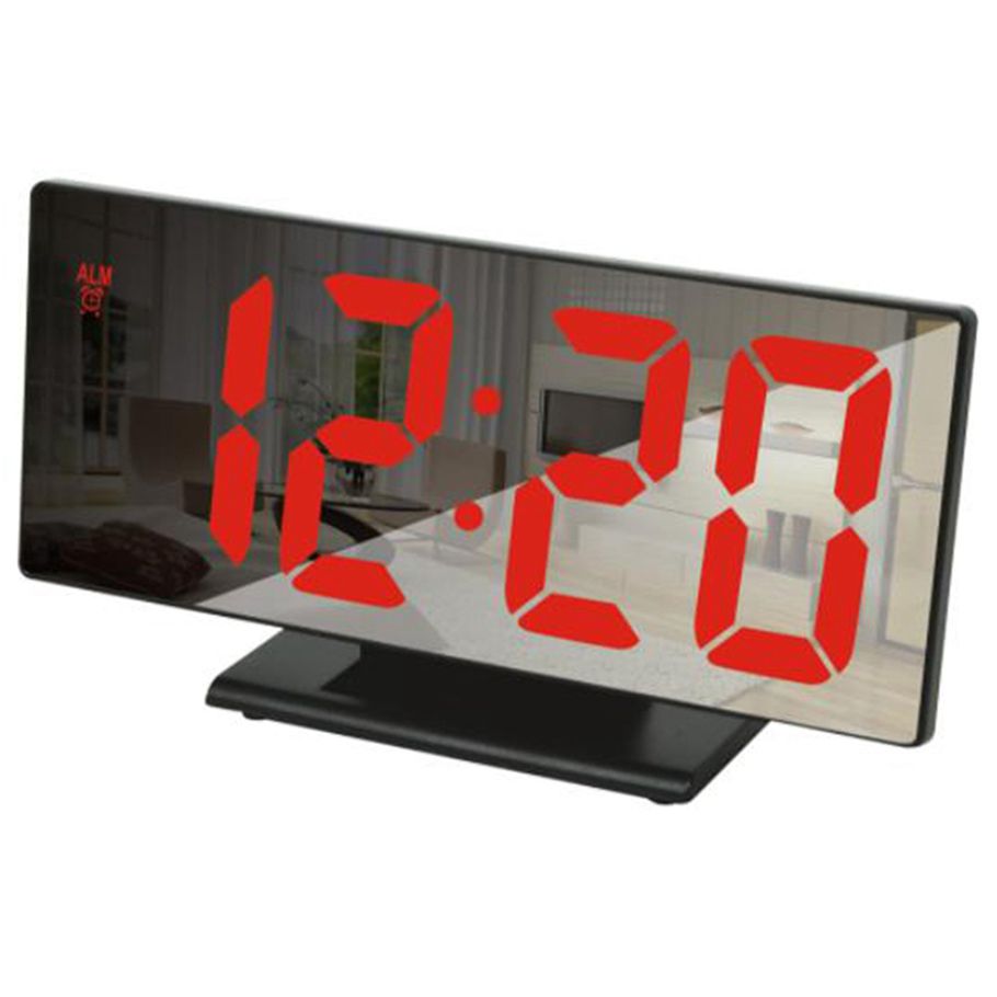 Digital Alarm Clock LED Mirror Electronic Clock LCD Display Digital Table Clocks with Temperature Calendar-5