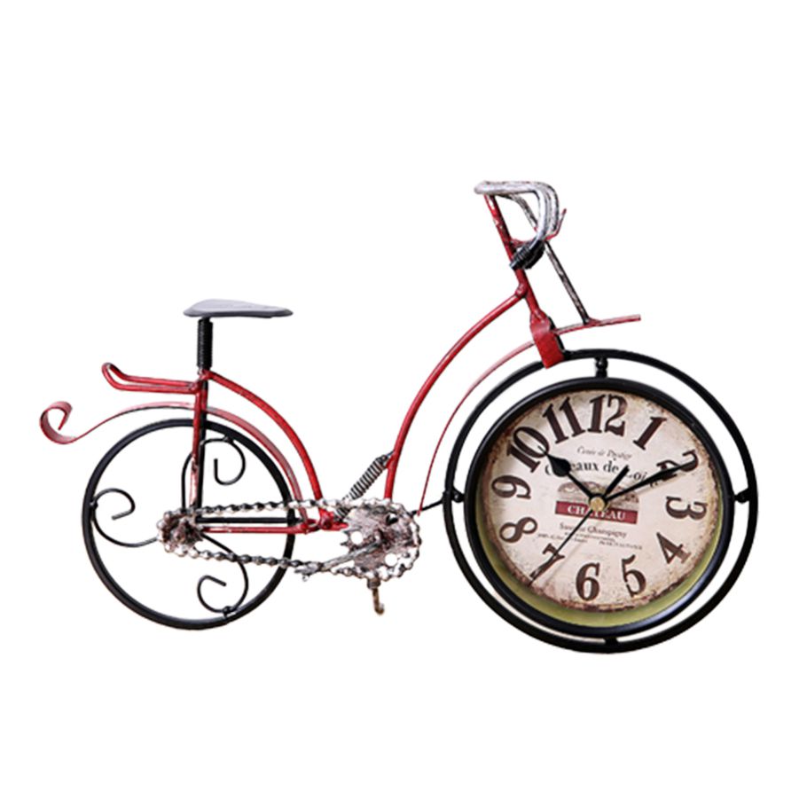 Retro Vintage Silent Iron Bike Bicycle Clock Home Office Living Room Table Decor