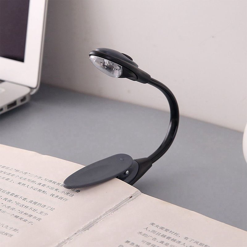Mini Flexible Clip-on Bright Booklight LED Travel Book Reading Lamp White Light book holder small table lamp light small gifts Gray