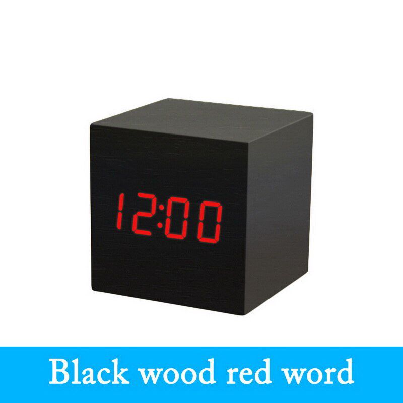 LED Wooden Alarm Clock Voice Control Thermometer Desktop Clocks Retro Desktop USB Powered Digital Clocks Luminous Table Decor