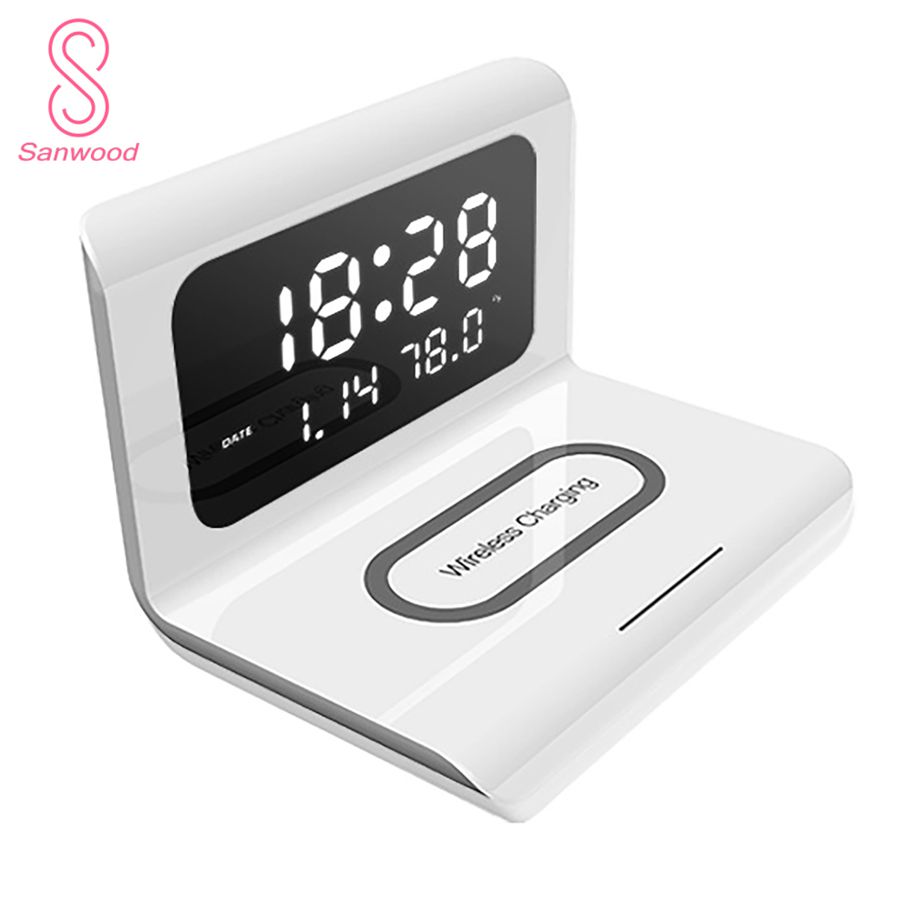 Wireless Charging Stand Multifunctional Fast Charging Time Display QI 10W Efficient Type-C Charger for Smartphone