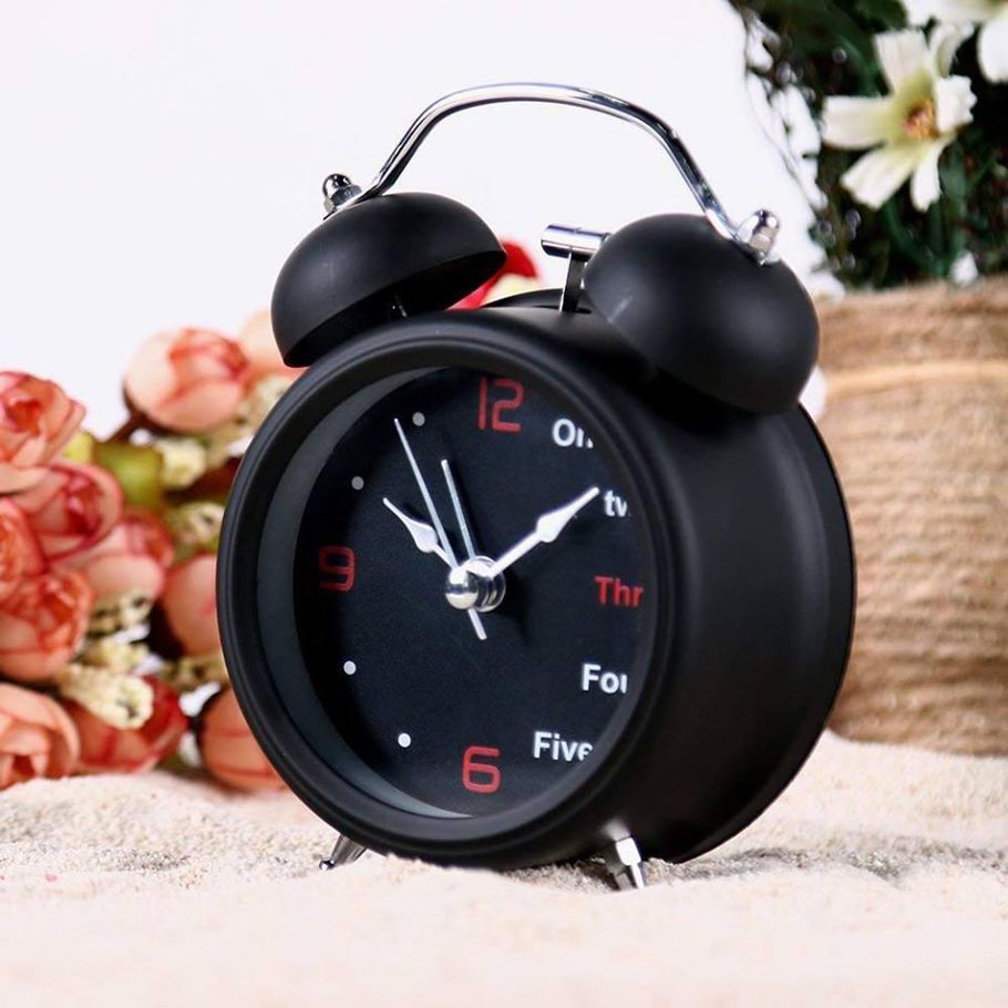 Double Bell Desk Table Alarm Clock - Black