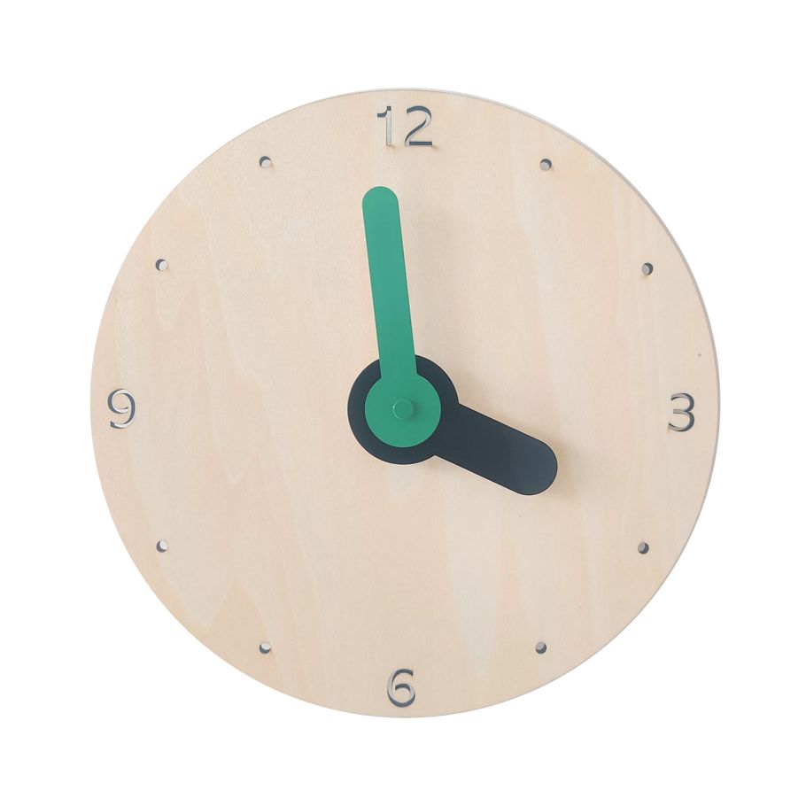 Household Nordic Round Simple Children's Room Wooden Mute Clock Wall Decoration