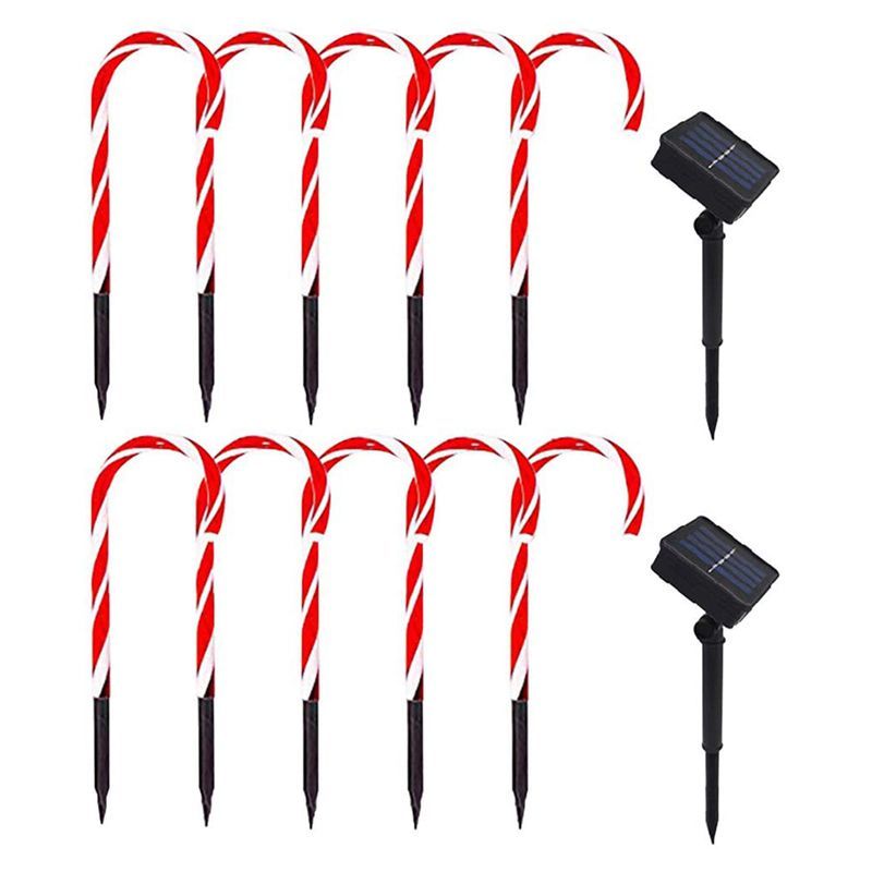 Christmas Cane Lights Solar Candy Cane Lights Pathway Markers Festival Cane Solar Outdoor Garden Decoration Lights
