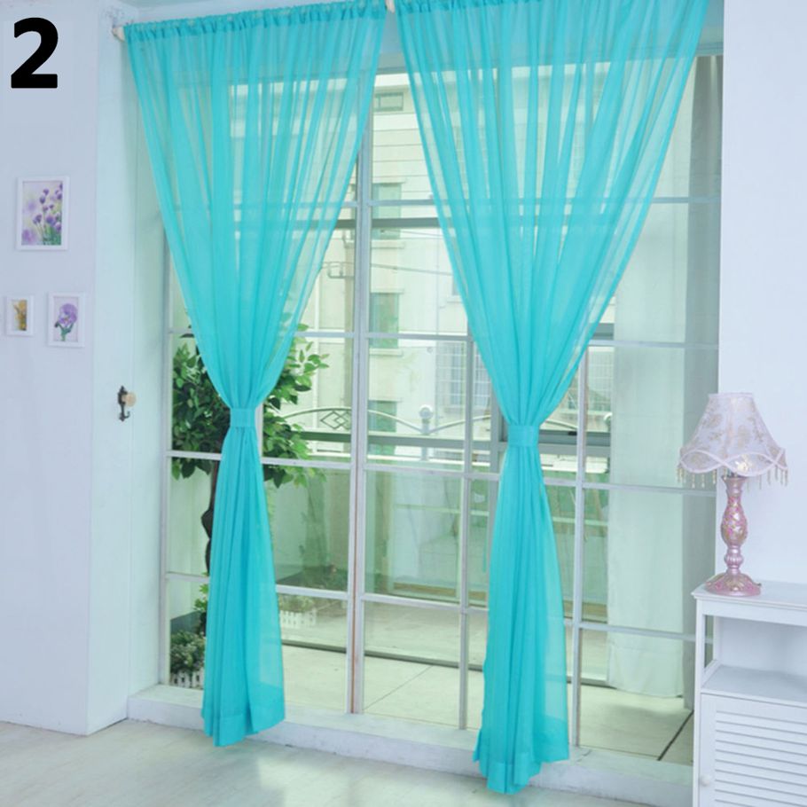 Solid Color Tulle Voile Door Window Curtain Drape Panel Sheer Scarf Valances