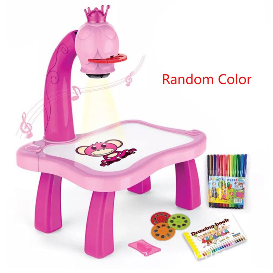Learning Desk With Smart Projector Kids Painting Table Toy With Light Music