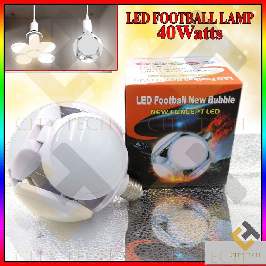 Super Bright LED Lamp E27 Folding LED Football Lamp Bulb 40W AC 110V 220V Pin Type
