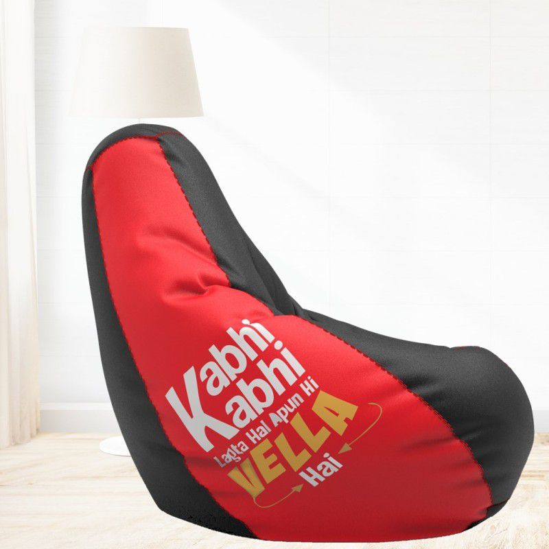 Lazzy XL Teardrop Bean Bag With Bean Filling  (Red, Black)