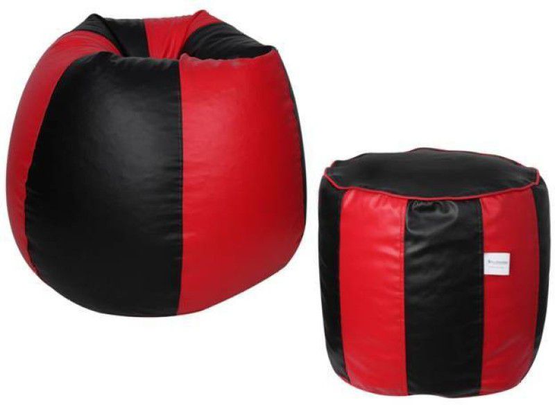 STAR XL Tear Drop Bean Bag Cover (Without Beans)  (Red, Black)