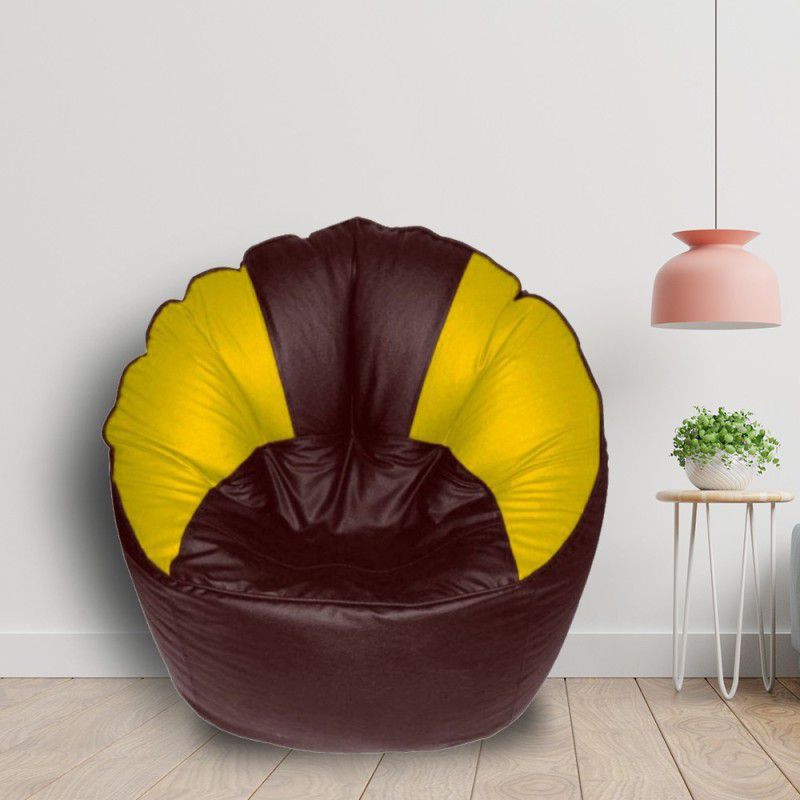 Flipkart Perfect Homes Studio Jumbo Chair Bean Bag Cover (Without Beans)  (Maroon, Yellow)