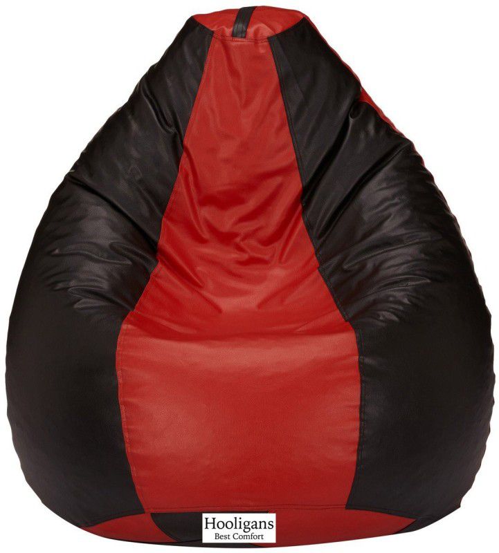 HOOLIGANS XXXL Tear Drop Bean Bag Cover (Without Beans)  (Red, Black)