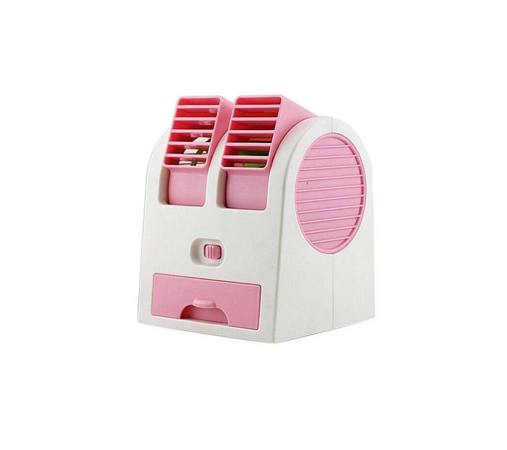 Mini USB Double Fan Air Cooler - White and Pink