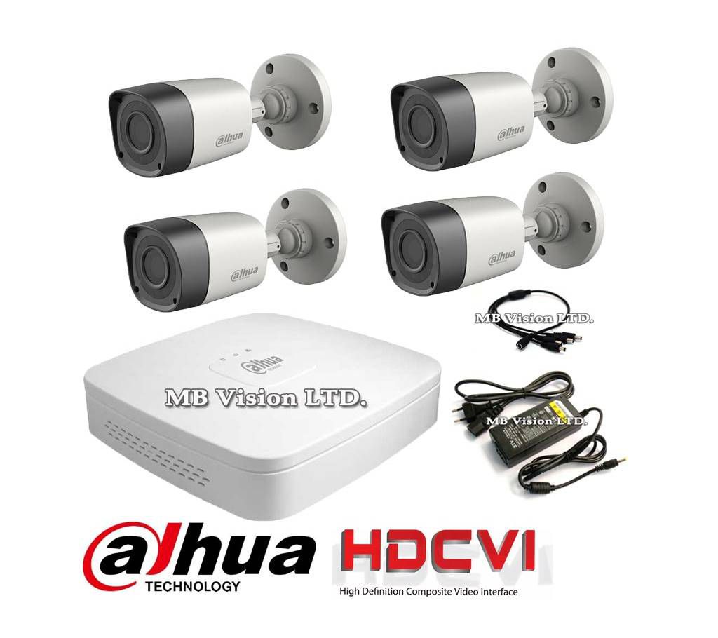 CCTV Package Dahua 4 Channel XVR 4 Pcs Full HD Camera